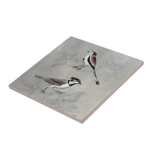 銀色の鳥獣 |ペア タイル (側面)