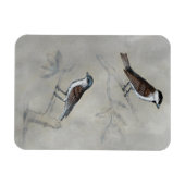 銀色の鳥獣 |鳥のペア マグネット (横)