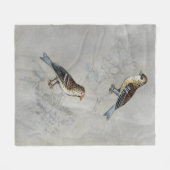 銀色の鳥獣 | 2羽の鳥 フリースブランケット (正面(横))