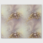 銀色エレガントの黄金の羽、ビーズ、真珠 ラッピングペーパー (フラット)