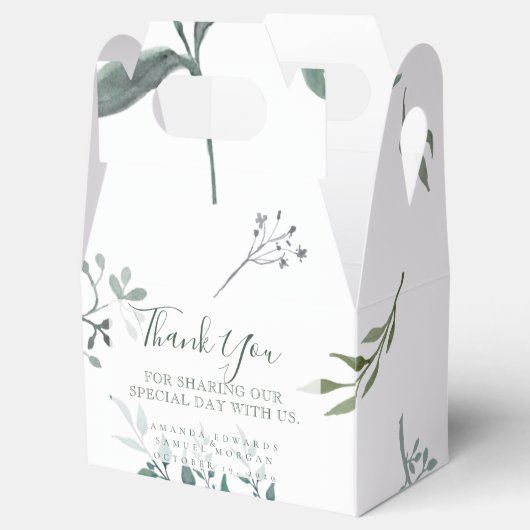 銀色グリーンユーカリ結婚プス フェイバーボックス (オープン)