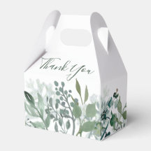 銀色グリーンユーカリ結婚式の引き出物箱