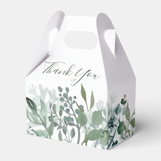 銀色グリーンユーカリ結婚式の引き出物箱 フェイバーボックス (正面サイド)