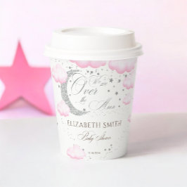 銀色ピンクの月の女の子の赤ちゃんシャワー 紙コップ