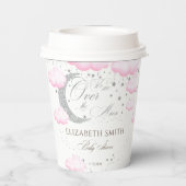 銀色ピンクの月の女の子の赤ちゃんシャワー 紙コップ (裏面)