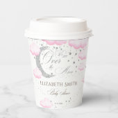 銀色ピンクの月の女の子の赤ちゃんシャワー 紙コップ (正面)