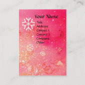 銀色ピンクの緑の輝きの雪のフローラ 名刺 (正面)