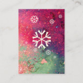 銀色ピンクの緑の輝きの雪のフローラ 名刺 (裏面)