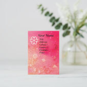 銀色ピンクの緑の輝きの雪のフローラ 名刺 (スタンド正面)