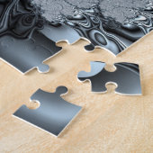 銀色ブルーのホログラフィックルックフラクタルツリー ジグソーパズル (側面)