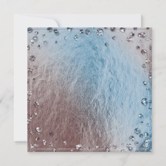 銀色ブルーフェイクフォイルきらきら光るバースデーパーティー 招待状 (裏面)