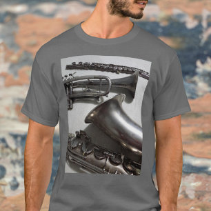 銀色ミュージカル楽器写真 Tシャツ
