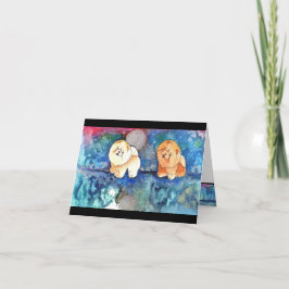 銀色ムーンチョウ犬の水色 カード