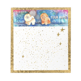 銀色ムーンチョウ犬の水色 ノートパッド