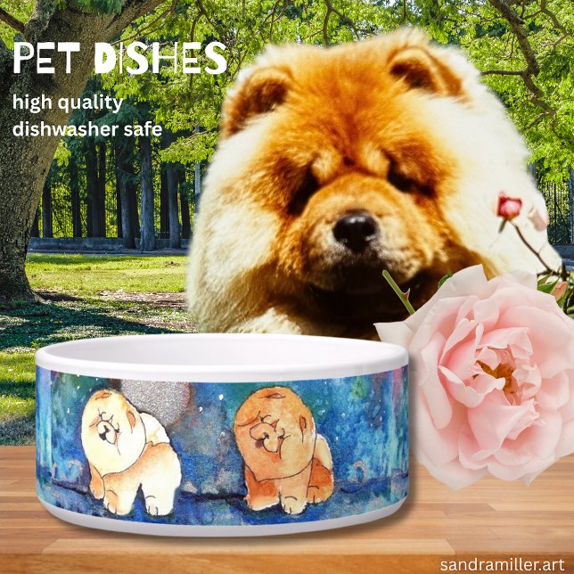 銀色ムーンチョウ犬の水色 ボウル (クリエイターアップロード済み)