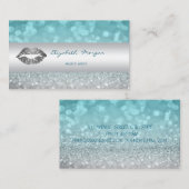 銀色モダンの唇、きらびやかな《写真》ぼけ味 名刺 (正面/裏面)