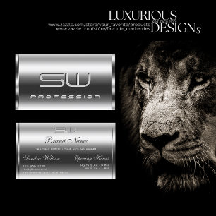 銀色モダンの3D文字と開館時間の品質 名刺