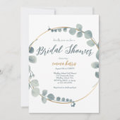 銀色ユーカリプトゥスブライダルシャワー招待 招待状 (正面)