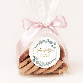 銀色ユーカリ結婚ステッカー ラウンドシール