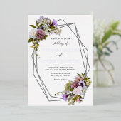 銀色数々のフローラ幾何結婚色 箔招待状 (立ち正面)