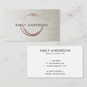 銀色赤面ピンク筆跡丸印ロゴ 名刺 (正面/裏面)