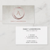 銀色赤面ピンク色ブラシマーク円ロゴモノグラム 名刺 (正面/裏面)