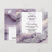 *～* 銀色 ラベンダー QR アゲート AR66 ウェディング ご返信 招待状 (正面/裏面)