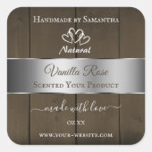 銀茶色の木目製品の包装ラベル スクエアシール (正面)