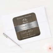 銀茶色の木目製品の包装ラベル スクエアシール (封筒)