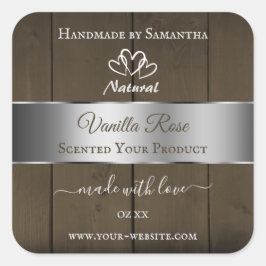銀茶色の木目製品の包装ラベル スクエアシール