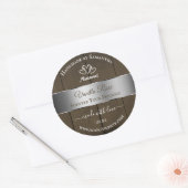 銀茶色の木目製品の包装ラベル ラウンドシール (封筒)