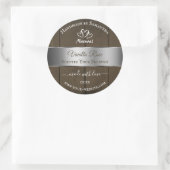 銀茶色の木目製品の包装ラベル ラウンドシール (バッグ)