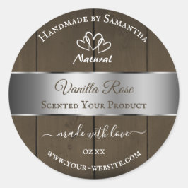 銀茶色の木目製品の包装ラベル ラウンドシール