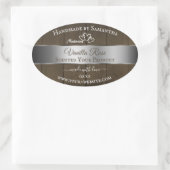 銀茶色の木目製品の包装ラベル 楕円形シール (バッグ)