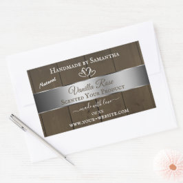 銀茶色の木目製品の包装ラベル 長方形シール