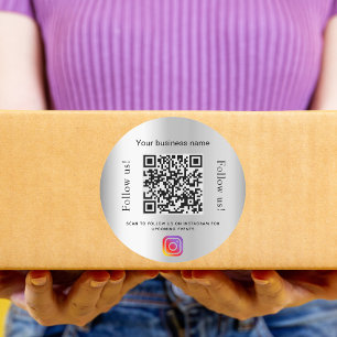 銀華やかなビジネスqrコードインスタグラム ラウンドシール