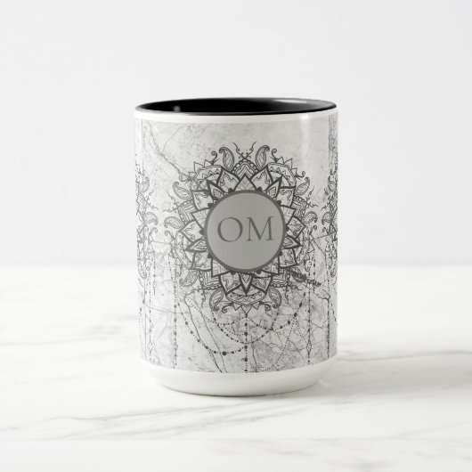 銀華美大理石にハスOMマンダラ マグカップ (中央)