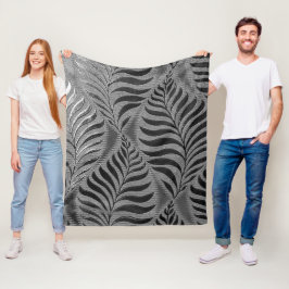 銀葉模様 フリースブランケット