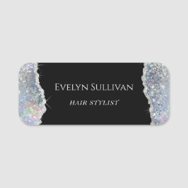 銀虹色フェイクグリッター 名札