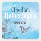 銀蝶と花オンブルーキンセアニェラ スクエアシール (正面)