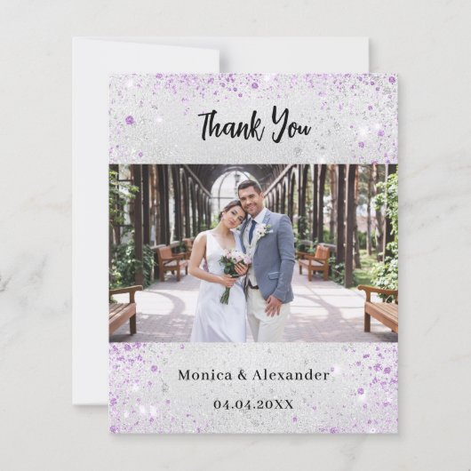 銀蝶結婚の写真サンキューカード (正面)