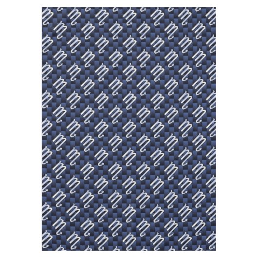 銀蠍座〔占星術の〕十二宮図シンボルネイビー炭素繊維 テーブルクロス (正面)