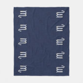 銀蠍座〔占星術の〕十二宮図シンボルネイビー炭素繊維 フリースブランケット (正面)