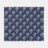 銀蠍座〔占星術の〕十二宮図シンボルネイビー炭素繊維 フリースブランケット (正面(横))