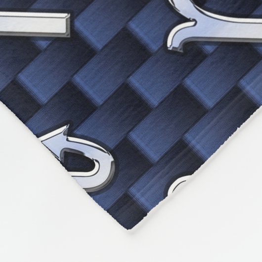 銀蠍座〔占星術の〕十二宮図シンボルネイビー炭素繊維 フリースブランケット (角)