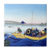 銀行からのRyogoku橋を渡る日没 タイル (正面)