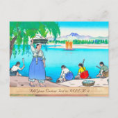 銀行での洗濯 – 洗濯をする女性 ポストカード (正面)