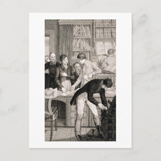 銀行でc.1800(版木、銅版、版画) ポストカード (正面)