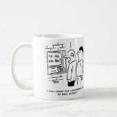 銀行のキャッシュポイントマシンが顧客カードを笑う コーヒーマグカップ (左)