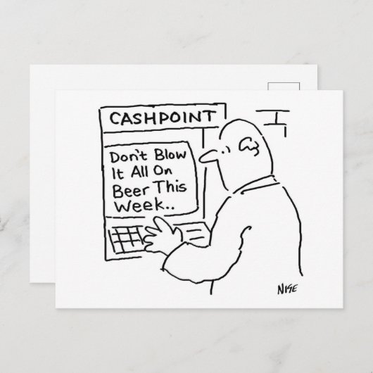 銀行のキャッシュポイントマシン吹がビールに出さないこと ポストカード (正面/裏面)
